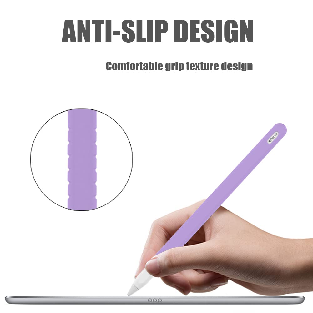 YINVA Sleeve Cover Compatible with Apple Pencil Pro/ 2nd Generation, Grip Skin Case Accessories Compatible with iPad Pencil 2 Gen with Nib Cap (Purple)