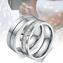 Aeici Stainless Steel Wedding Rings Set Engraved I