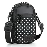 USA GEAR Compact Camera Case (Polka Dot) Point and Shoot Camera Bag with Accessory Pockets, Rain Cover and Shoulder Strap-Compatible with Sony CyberShot, Canon PowerShot ELPH, Nikon COOLPIX and More