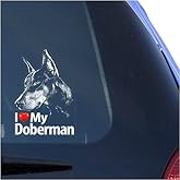 I Love My Doberman Clear Vinyl Decal Sticker for Window, Dobermann Pinscher Sign Art Print