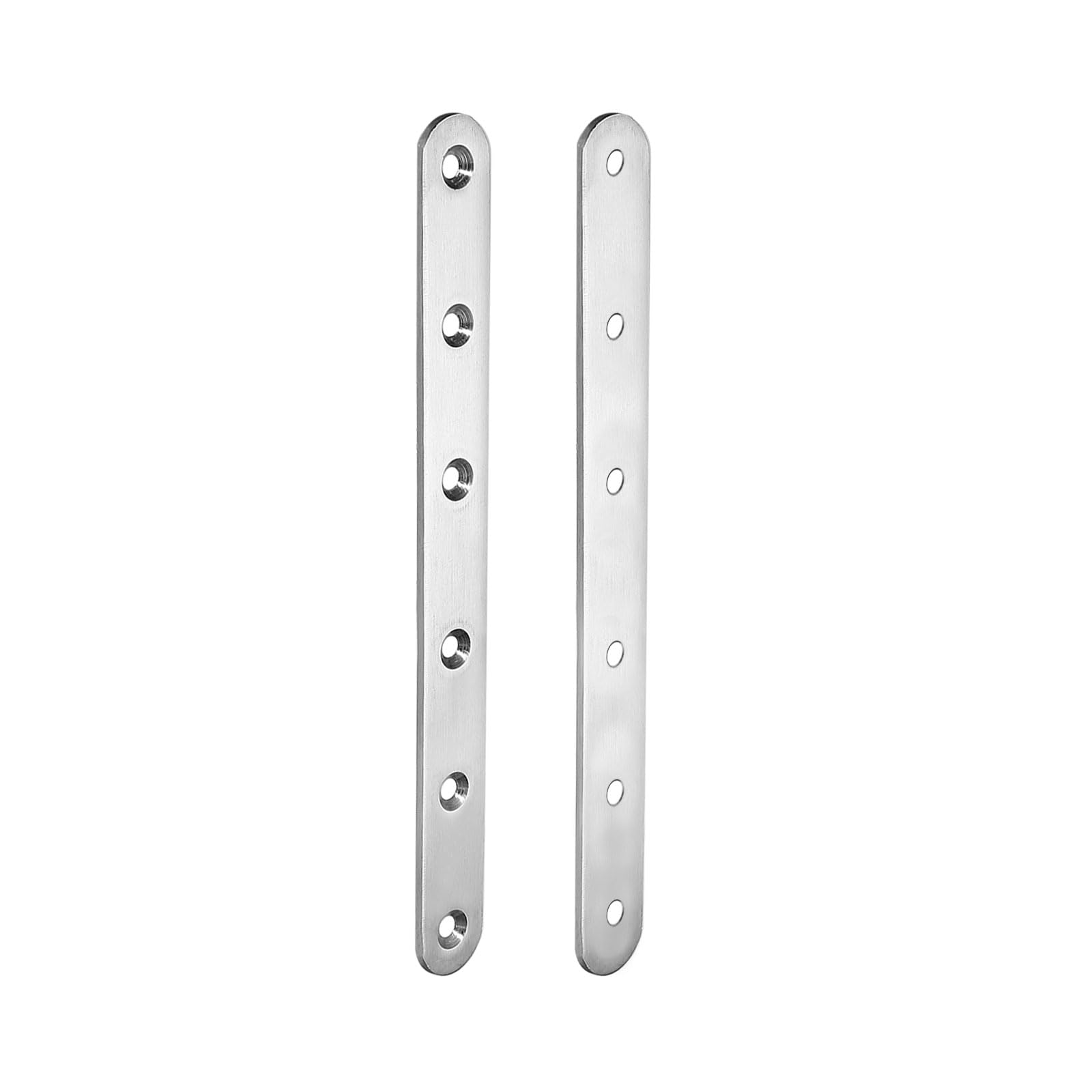 DTGN 195x20x3mm(LxWxT) Flat Straight Brace Plate -2Pack- Good for Furniture Repairing - Stainless Steel Brace Plate - Silver Tone