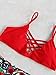 SweatyRocks Women Red Bathing Suit Spaghetti Strap Floral Print Crisscross Bikini Set, Red, Small