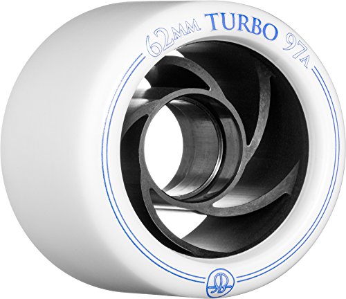 Rollerbones Turbo 97A Speed/Derby Wheels with an Aluminum Hub (Set of 8), 62mm, White