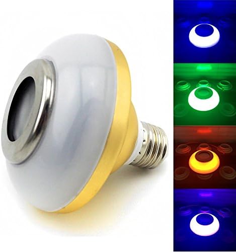 WayWay Newest Smart LED Bulb Light Wireless Bluetooth Speaker 100V - 240V E27 8W Lamp Audio Loudspeaker for Android ISO iPhone iPad (Gold)