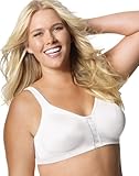 Just My Size Women's Super Sleek Front Close Wire Free Bra, White, 42B