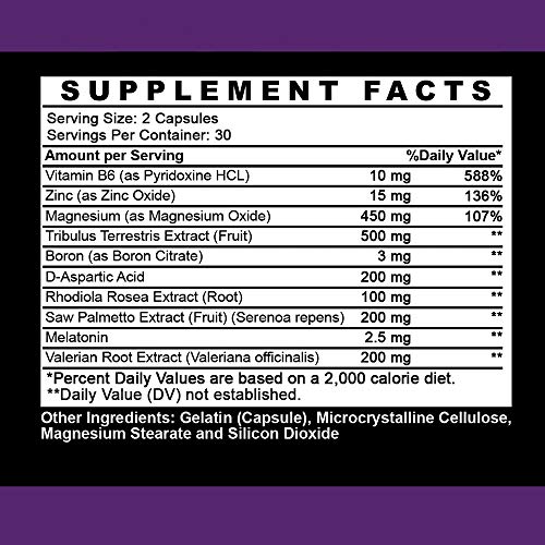 Angry Supplements Monster Test PM Testosterone Booster Plus Sleep Aid, Boost T-Levels w. All Natural Pill Powerful & Potent Ingredient, Boost Energy in Gym + Bedroom Performance (2-Bottles)