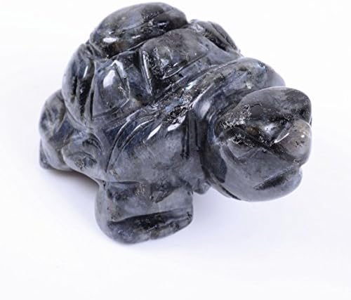 36mm Hand Carved Gemstone Larvikite Turtle Figurine Statue Stone 1.4"