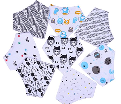 Baby Bandana Drool Bibs for Boys and Girls,100% Organic Cotton, Soft, Absorbent Unisex Bibs Bandana, 8 Packs Bibs Popular Baby Shower/ Registry Gift Set - Thumbnail 5