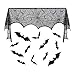 Dazonge Halloween Fireplace Mantle Scarf Black Cobweb Lace Runners for Fireplace Decorations (12pcs Bats Wall Decal Stickers Included)