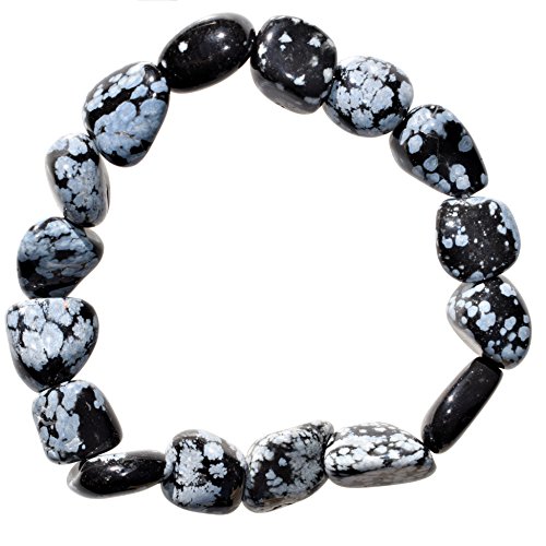 CHARGED Snowflake Obsidian Crystal Bracelet Polished Stretchy (PERFECT GROUNDING CRYSTAL - PROMOTES SELF-ESTEEM, CONFIDENCE, COURAGE - DISSOLVES ANGER & FEAR) HEALING ENERGY REIKI by ZENERGY GEMS