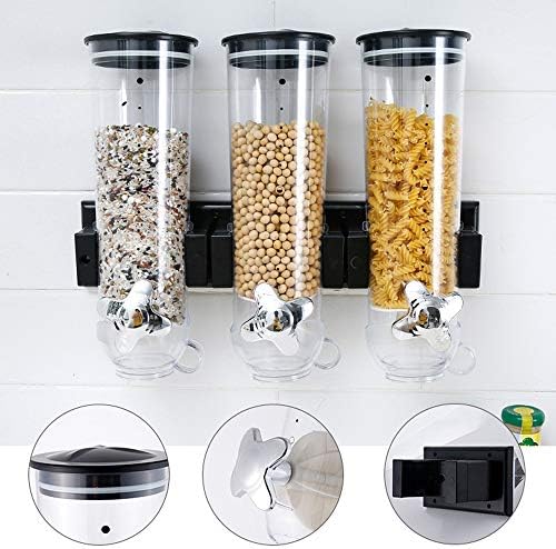 Gertong ポップンディスペンサー 1点セット 壁掛け 食品用ディスペンサー 大容量 シリアルコンテナ収納セット オートミール 業務用 豆 保存容器 家庭用 防湿 ハイクオリティ 穀物 お菓子入れ