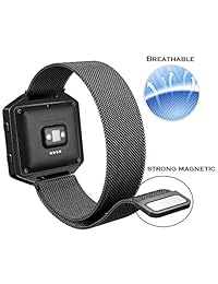 Fitbit Blaze Band (2 unidades), correa de repuesto de acero inoxidable magnética Milanese Loop de metal para reloj Fitbit Blaze reloj pequeño grande para mujeres y hombres