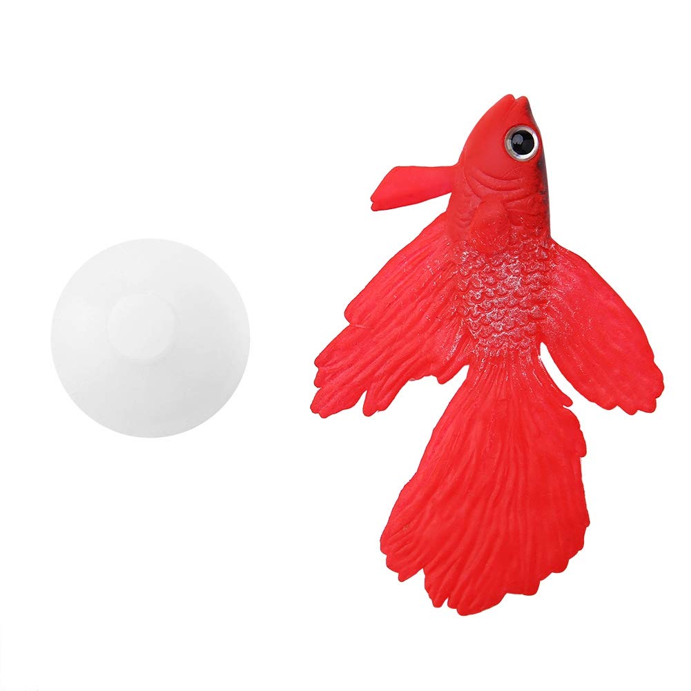 Pssopp Realistic Red Betta Fish Artificial Ornament for Aquarium Fish Tank - Perfect Fish Bowl Decoration Silicone Swimming Small Lifelike Accessory