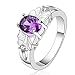 joyliveCY Fashion 925 Sterling Silver Jewelry Purple Zircon Hollow Style Elegant Ring Size 7