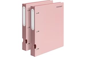 MUKAWA 1 Inch 3 Ring Binder, D-Ring Binder Holds 250 Sheets, PP Cover with Writable Spine Label, Lay-Flat Design, Letter Size 8.5x11, Lightweight for School, Office & Home Organization, 2 Pack, Pink