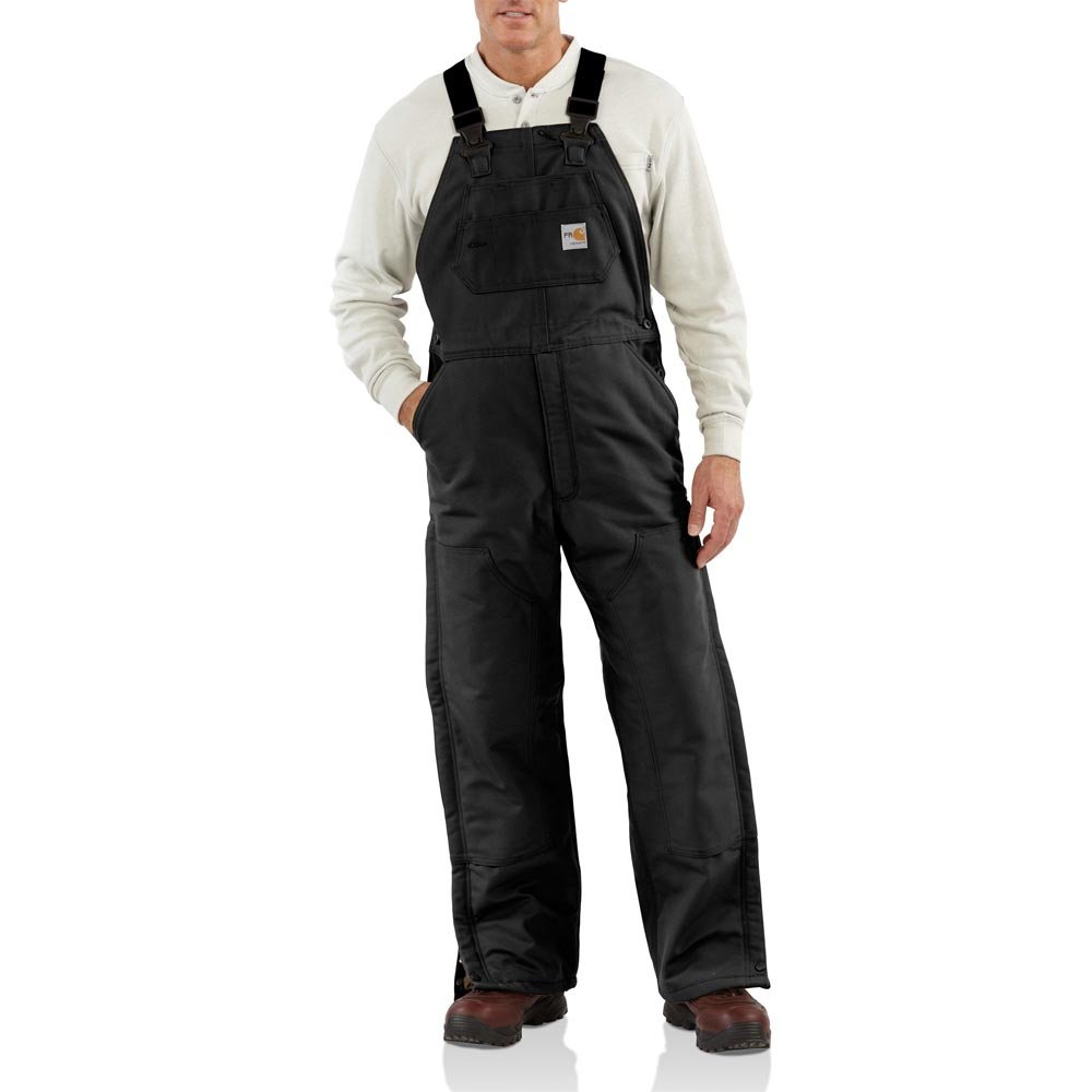 Photo 1 of Carhartt Men's Flame Resistant Duck Bib Lined Overall, Black, 40W x 32L