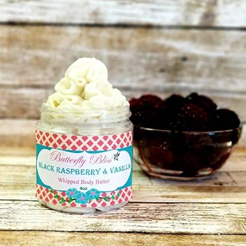 Black Raspberry & Vanilla Whipped Body Butter, natural lotion, organic, 4oz jar, made with shea butter, mango butter, coconut oil, almond oil