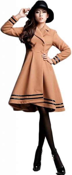 Amazon Bofeifs ボーフィズ 秋冬 折襟 着痩せ ウール フレア ダブルボタン トレンチコート可愛いい Xl アンサンブル 通販