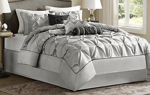 Madison Park MP10-1330 Laurel 7 Piece Comforter Set, California King, Grey