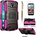 Alcatel One Touch Pop Mega LTE A995G A995L Armor Case, The3Knights[TM] Armor Shock Proof Heavy Duty Stand Cases with Swivel Belt Clip Cover + The3Knights[TM] Universal 2 in 1 Crystal Classic Stylus Pen + Premium Screen Guard (Holster Pink)