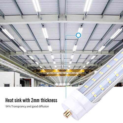 T8 V Shaped 8ft Led Light Tube 96" Single Pin 90W 10800 Lumens, 6000K Led Bulb Clear Cover Super Bright,FA8 Base,4 Rows 270 Degree, Dual-End Powered, Ballast Bypass,25 Pack - Thumbnail 5