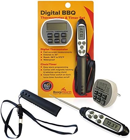 Boone Hearth Digital Food Thermometer/Kitchen Timer/Stopwatch/Clock