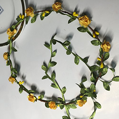 Freedi 10Pcs Women Flower Wreath Headband Boho Crown Tiaras Festival Wedding Beach Hair Wreath Party Decor Hairband - Thumbnail 4