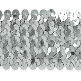 Expo International 10-Yard 5-Row Metallic Stretch Sequin Trim, 1 3/4-Inch, Silver