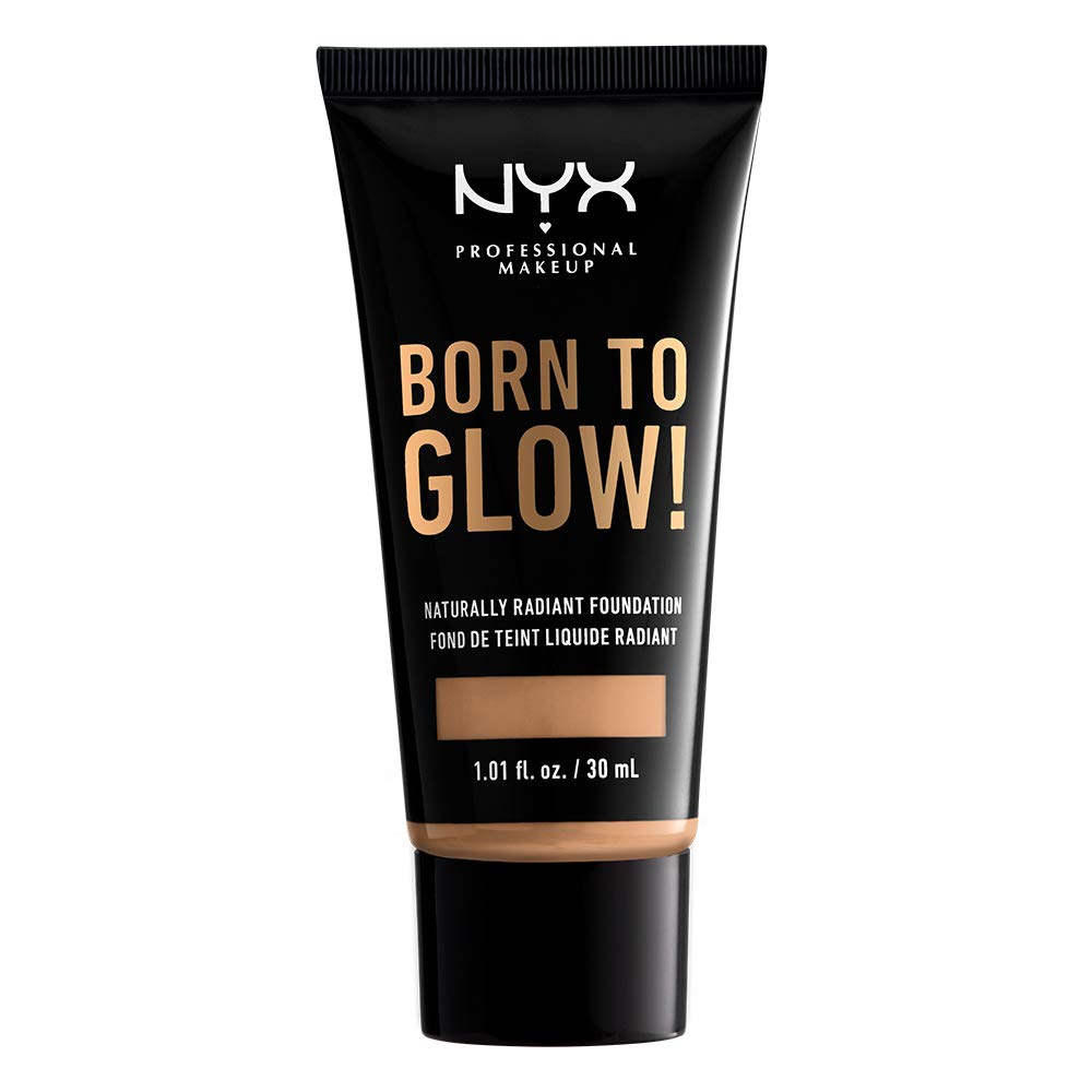 NYX Professional Make up Born To Glow Naturally Radiant Foundation, Long Lasting Glow for a 'Lit from within' Finish, Medium Coverage, Dewy or Radiant Finish, Neutral Buff