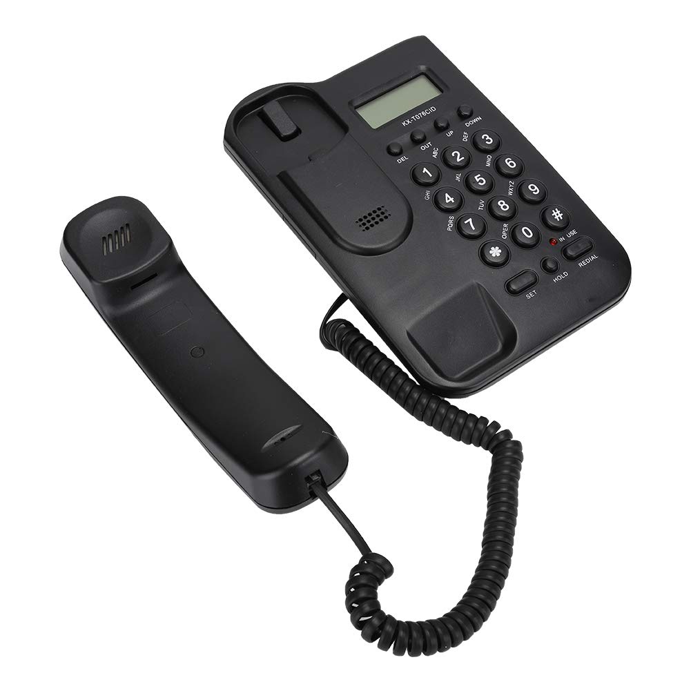 Corded Telephone, Landline Telephone Desk Phone, FSK/DTMF Dual Systems, Office House Landline Phones for Home (Black)