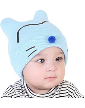 Unisex-baby Winter Animal Toddler Knitted Cap Stretchy Warm Cute Earflap Hat 0-12 month