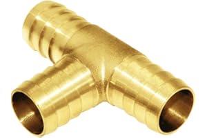 Joywayus 5/8" ID Hose Barb Tee T 3 Way Union Fitting Intersection/Split Brass Water/Fuel/Air