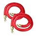 2 pcs Red Velvet Stanchion Rope, 5 Feet Crowd Control Safety Barriers with Polished Gold Hooks, Thick Stanchion Queue Barrier Rope for Carpet Events Movie Theaters Grand Openings