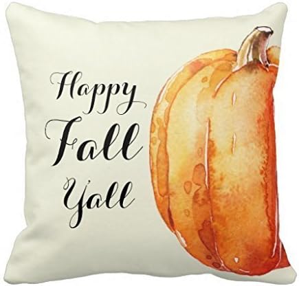 Funny Happy Fall Yall Polyester Pillow Cover, 18 x 18 Inches