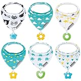 Baby Bandana Drool Bibs 6-Pack and Teething toys 6-Pack Made with 100% Organic Cotton, Super Absorbent and Soft Unisex (Vuminbox ) ( 6 PCS )