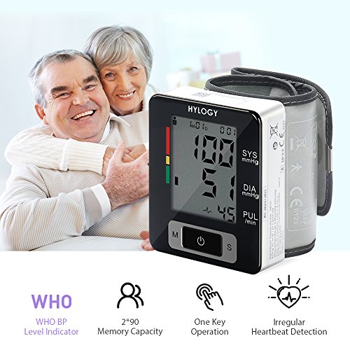 Wrist Blood Pressure Monitor, Hylogy BP Monitor Automatic Blood Pressure Monitor with Adjustable Blood Pressure Cuff 5.3-8.5 Inch, Portable Case, Two User Modes, IHB Indicator and 2*90 Memories