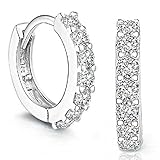Bestpriceam Sterling Silver Rhinestones Hoop Diamond Stud Earrings for Women