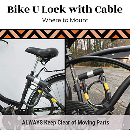 Bike U Lock with Cable 16mm Heavy Duty Bike Lock with Key A Must