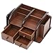 MyGift Wood 5-Compartment Office Supplies Organizer with 3 Drawers, Desktop Mail Holder, Brown