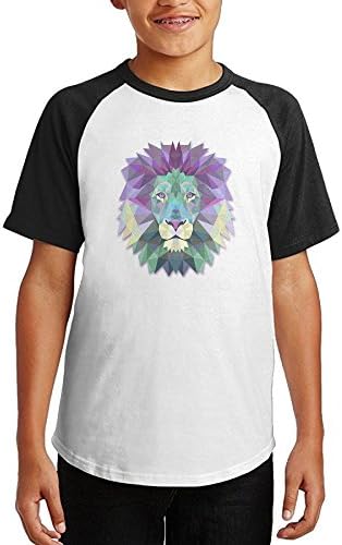 AsAAFGl1 Lion Print Boys & Girls Youth Teenager Raglan T-Shirts Black M