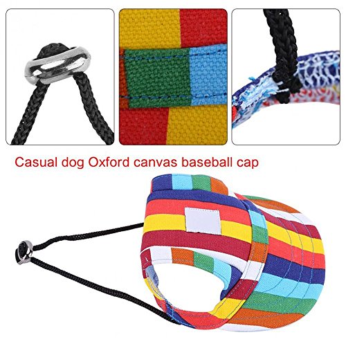 Happy Hours - Small Pet Dog Cat Baseball Visor Sports Hat Cap Puppy Summer Baseball Outdoor Ear Holes Sunbonnet Outfit Elastic Leather Neck Strap 6 Colors 2 Sizes Available (Stripes, Size S) - Thumbnail 4