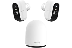 WUUK 2K Security Camera Wireless Outdoor System, 2-Cams Kit, Homebase Support Up to 8 Cams, 32GB Storage, No Monthly Fee, Cam