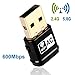 LUMAND L001 Mini USB Wifi Adapter Ac 600Mbps Dual Band (2.4G/150Mbps+5G/433Mbps) with WPS Button Wirless Network Card Support for Windows XP/Vista/7/8/8.1/10 (32/64bits) MAC OS