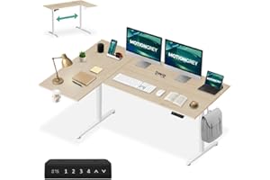MotionGrey ErgoPro Reversible L-Shape Standing Desk, Height Adjustable w/4 Memory Presets, Corner Table for Home, Office & Ga