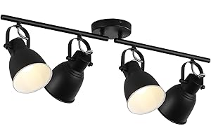 KEESFU Track Lighting, 4 Light Track Lighting fixtures Ceiling, Black Modern Spotlight for Kitchen and Dining Room