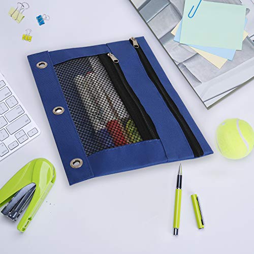 Board2by Binder Pencil Pouch 3 Ring, 12 Pack Clear Mesh Pencil Case