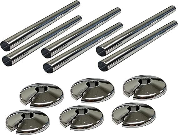 E2trade 6x 15mm Chrome Effect Radiator Pipe Covers and Collars 200mm