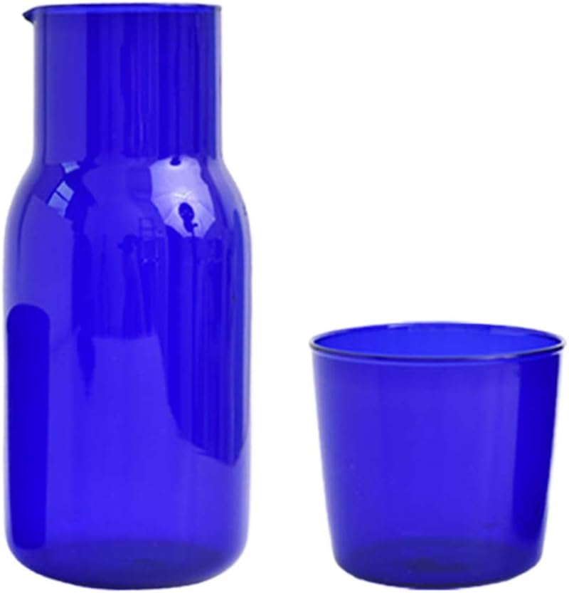 Cabilock Blue Glass Cup Set 7 Inch Tall Clear Drinking Glasses Tumblers for Water Juice Coffee Tea Home and Party Use