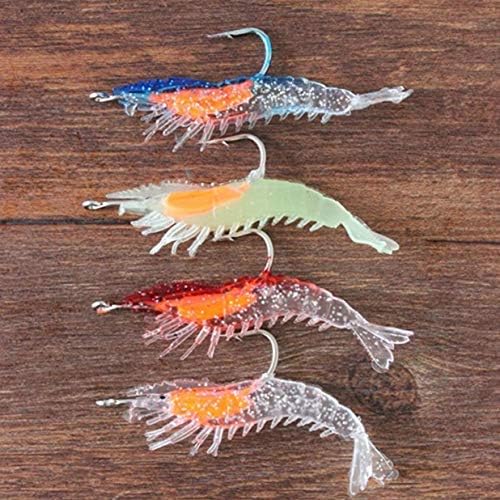 ngshanquzhuyu Fashion Style Shrimp Fishing Simulation Soft Prawn Lure Hook Tackle Bait Fishing Lures for Camping, Picnic and Other Outdoor Activities