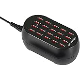 FUHAOXUAN 20-Port USB Charging Station, 100W Multi-Device Charger Hub, Desktop Power Dock for Smartphones, for iPhone, Samsung Galaxy, iPad, Tablet, Drones, Headphones,Black